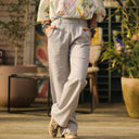 Pantalon Nestor lin gris perle