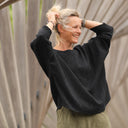 Blouse Naomie - Double gaze de coton/lin jacquard fleuri noire