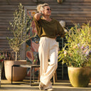 Pantalon Nestor coton/lin ivoire