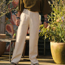 Pantalon Nestor coton/lin ivoire