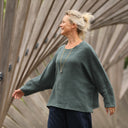 Blouse Naomie - double gaze de coton vert cactus