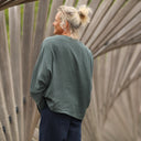 Blouse Naomie - double gaze de coton vert cactus