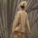 Blouse Naomie - Seeresucker de coton rayé camel/ivoire