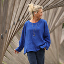 Blouse Naomie - double gaze de coton bleu majorelle