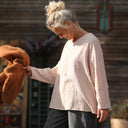 Blouse Naomie - double gaze de coton rayée écureuil