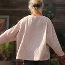 Blouse Naomie - double gaze de coton rayée écureuil