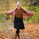 Jupe portefeuille Marie midi - Velours milleraies bleu marine