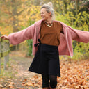 Jupe portefeuille Marie midi - Velours milleraies bleu marine