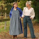 Robe Edonie manches longues - Velours côtelé bleu grisé