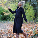 Robe Arlène - Velours milleraies bleu marine