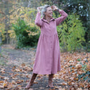 Robe Arlène - Armuré de coton rose boisé