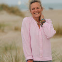 Blouse Léocadie - double gaze de coton rayée rose/blanc