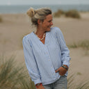 Blouse Léocadie - double gaze de coton rayé bleu/blanc