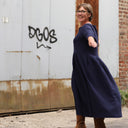 Robe Louisa double gaze de coton marine