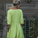 Robe Louisa manches 3/4 vichy ficelle/jaune fluo