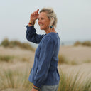 Blouse Léocadie - velours milleraies bleu océan