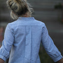 Blouse Isabeau - coton/lin rayé bleu