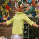 Blouse Catherine en vichy ficelle/jaune fluo