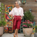 Blouse Miléna - Dobby en coton tressé rose poudré