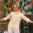 Blouse Catherine en seersucker de coton jaune/blanc