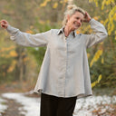 Chemise Caroline - Coton/lin chevron gris clair