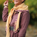 Le foulard Calista Jaune paille/Prunelle