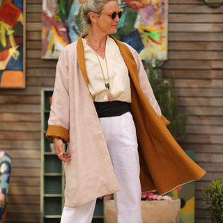 Veste Lisandre lin rose pale/ocre