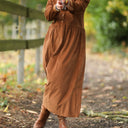 Robe Aurélia - velours milleraies écureuil