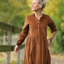 Robe Aurélia - velours milleraies écureuil