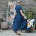 Robe Sylvette - sergé de vicose bleu indigo