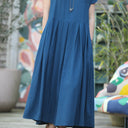 Robe Sylvette - sergé de vicose bleu indigo