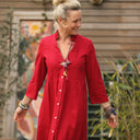 Robe Léontine en lin rouge cerise