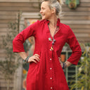 Robe Léontine en lin rouge cerise