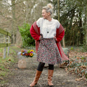 Jupe portefeuille Marie midi - Velours milleraies champêtre