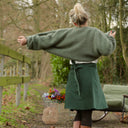 Jupe portefeuille Marie midi - Velours milleraies vert anglais