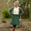 Jupe portefeuille Marie midi - Velours milleraies vert anglais