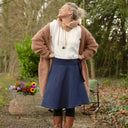 Jupe portefeuille Marie midi - Jean de coton brut