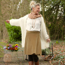 Jupe portefeuille Marie midi - Velours côtelé kiwi