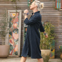 Robe Léontine en jacquard coton/lin marine