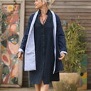 Robe Léontine en jacquard coton/lin marine