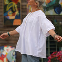 Blouse Léopoldine -  seersucker blanc cassé