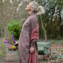 Robe Allegra - Satin de coton fleuri moka