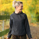 Blouse Janelle – Flanelle tartan noir, ivoire et camel