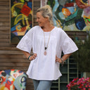 Blouse Léopoldine -  seersucker blanc cassé