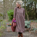 Robe Allegra - Satin de coton fleuri moka