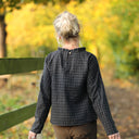 Blouse Janelle – Flanelle tartan noir, ivoire et camel