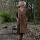 Robe Edonie coupe midi - Sergé de coton moka