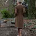 Robe Edonie coupe midi - Sergé de coton moka