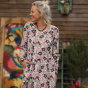 Robe Anaëlle - Velours milleraies fleuri Rosea