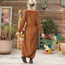 Robe Anaëlle - Velours milleraies Camel